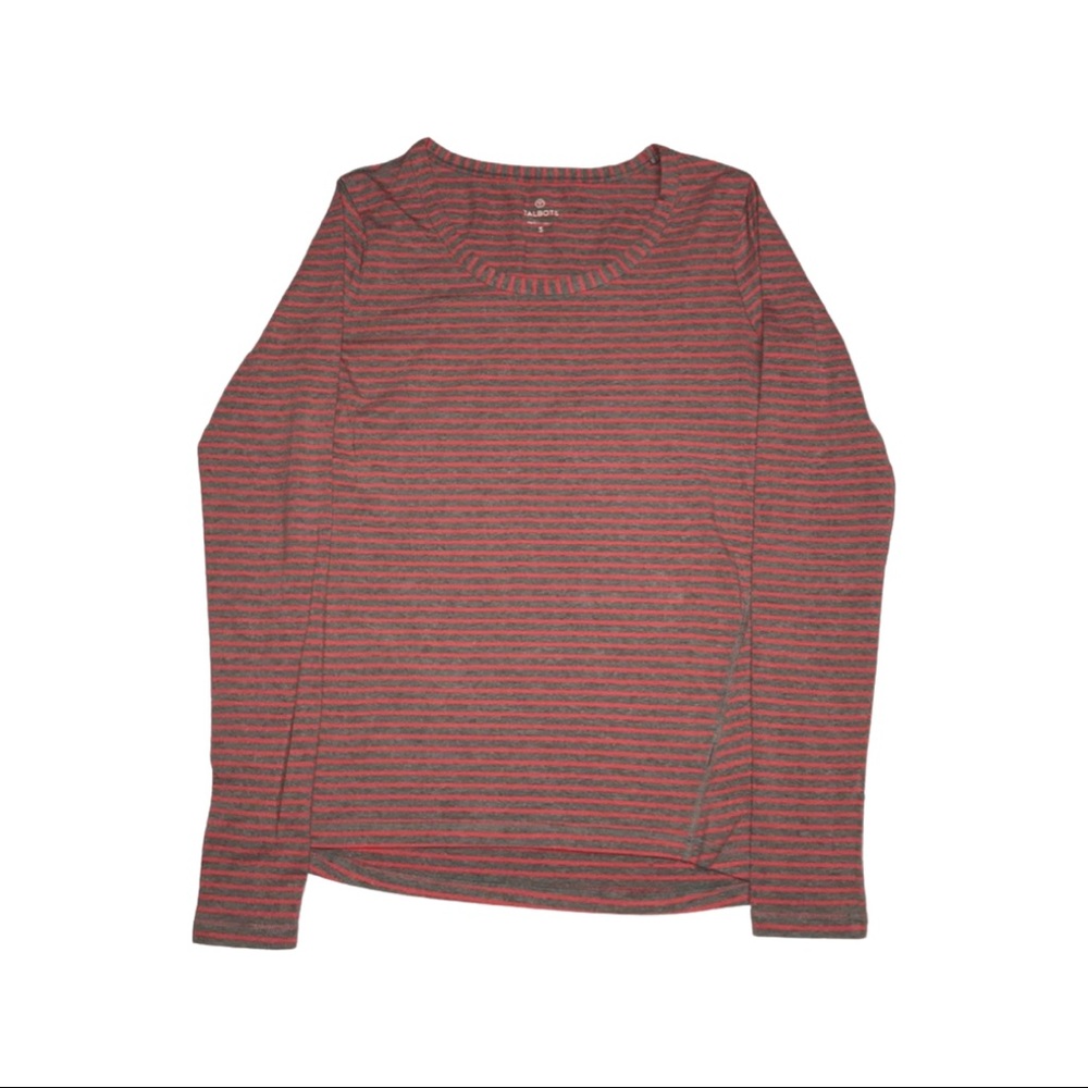 Talbots Striped Top - Gray Red - Size S